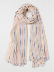 FatFace Ivory Stripe Textured Scarf - Image 1 of 2