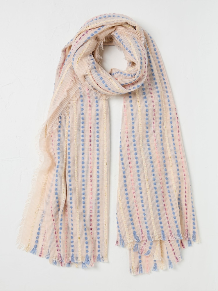 FatFace Ivory Stripe Textured Scarf - Image 1 of 2