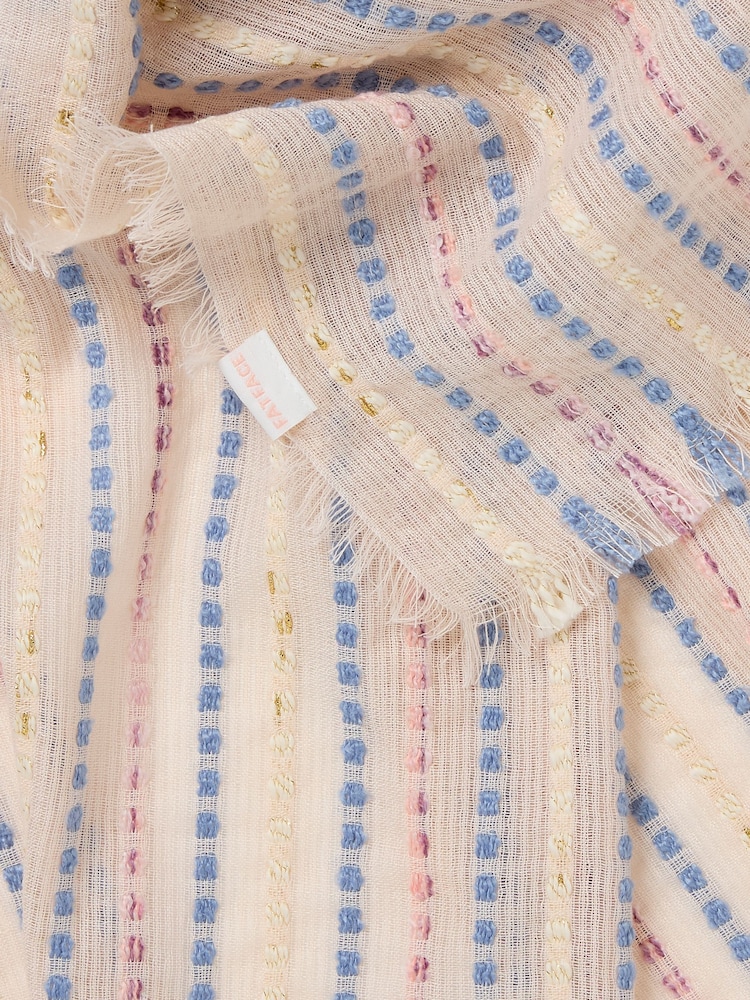 FatFace Ivory Stripe Textured Scarf - Image 2 of 2