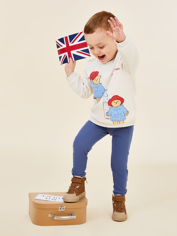 JoJo Maman Bébé Natural Paddington Appliqué Sweatshirt & Leggings Set - Image 2 of 7