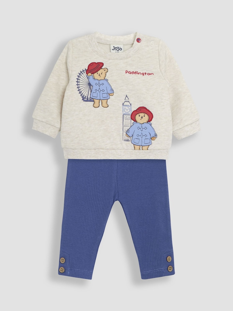 JoJo Maman Bébé Natural Paddington Appliqué Sweatshirt & Leggings Set - Image 3 of 7