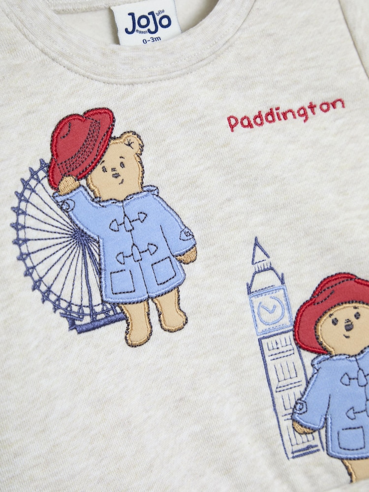 JoJo Maman Bébé Natural Paddington Appliqué Sweatshirt & Leggings Set - Image 7 of 7