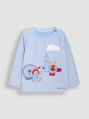 JoJo Maman Bébé Blue Paddington Appliqué T-Shirt - Image 4 of 6