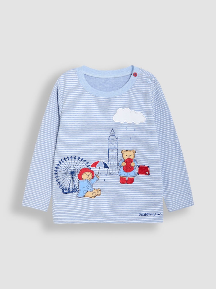 JoJo Maman Bébé Blue Paddington Appliqué T-Shirt - Image 4 of 6