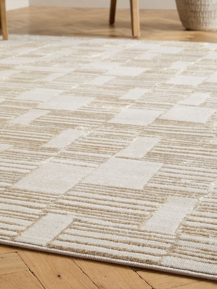 Mid Natural Minimalist Block Rug - Image 2 of 5 Mid Natural Minimalist Block Rug - Image 2 of 5