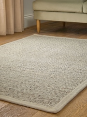 Light Natural Cotton Tape Border Rug - Image 2 of 5