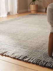 Grey Border Basket Weave Rug - Image 2 of 5