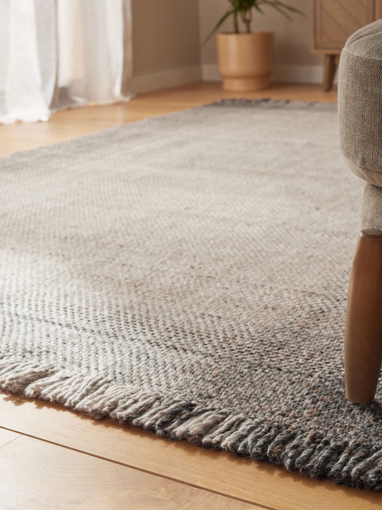 Grey Border Basket Weave Rug - Image 2 of 5