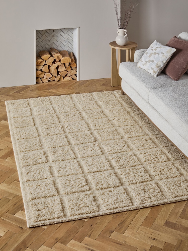 Light Natural Blocked Shaped Rug - Image 1 of 5