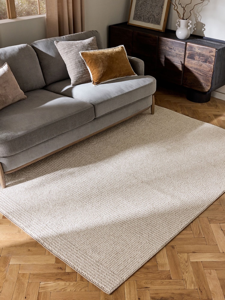 Mid Natural Albie Texture Stripe Rug - Image 1 of 5