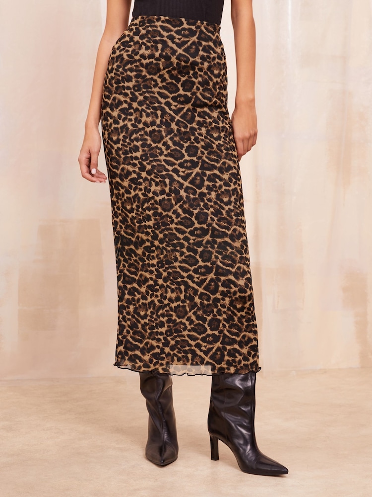 Friends Like These Brown Animal Chiffon Bias Animal Maxi Skirt - Image 1 of 5 Friends Like These Brown Animal Chiffon Bias Animal Maxi Skirt - Image 1 of 5