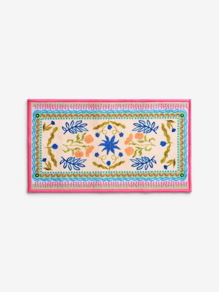 Multi Washable Bright Floral Print Doormat - Image 4 of 4