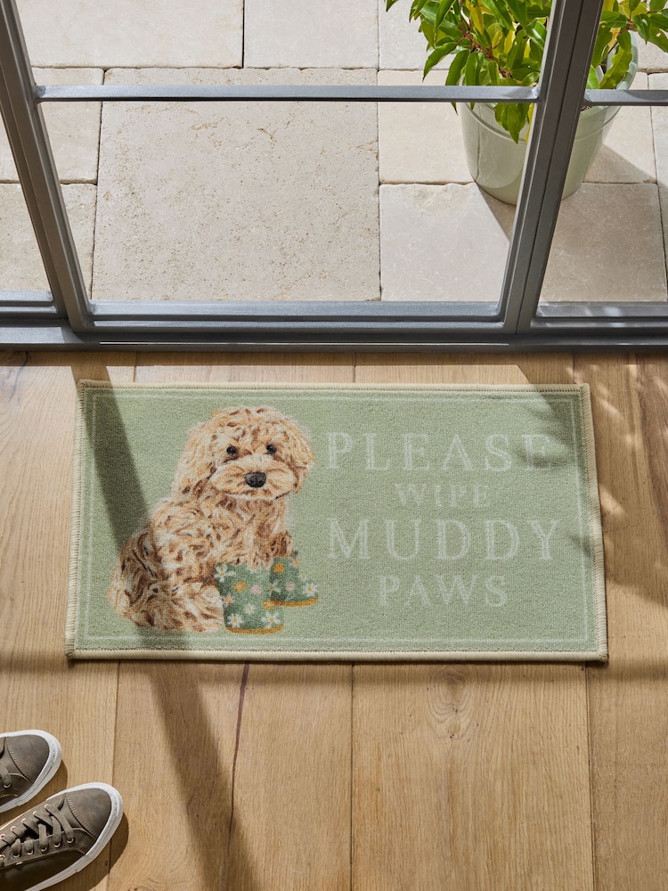 Sage Green Washable Cockapoo Doormat - Image 1 of 3