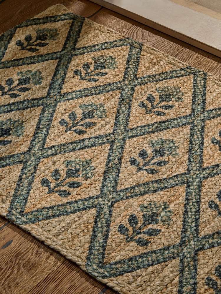 Natural Floral Printed Jute Doormat - Image 4 of 10
