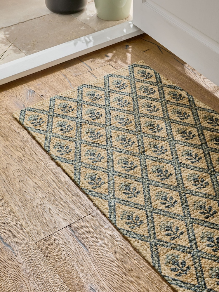 Natural Floral Printed Jute Doormat - Image 5 of 10