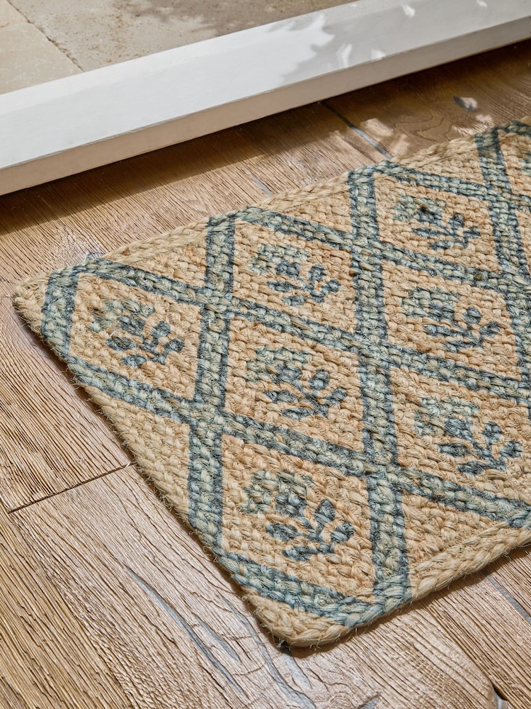 Natural Floral Printed Jute Doormat - Image 7 of 10