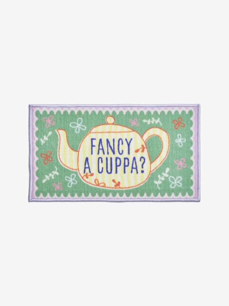 Sage Green Washable Fancy A Cuppa Doormat - Image 2 of 3