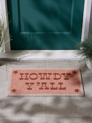 Natural Howdy Slogan Coir Doormats - Image 1 of 4
