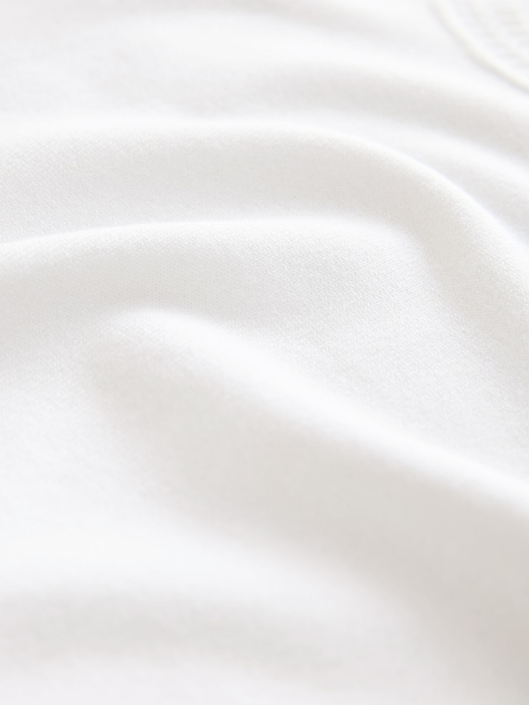 White Ecru Short Sleeve Crew Neck T-Shirt With Frill Edge Detail - Image 6 of 6 White Ecru Short Sleeve Crew Neck T-Shirt With Frill Edge Detail - Image 6 of 6