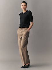 Negro - Short Sleeve Crew Neck T-Shirt With Frill Edge Detail - Imagen 2 de 7