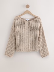 Gold Champagne Stitchy Off The Shoulder Flare Sleeve Jumper - Image 5 of 7