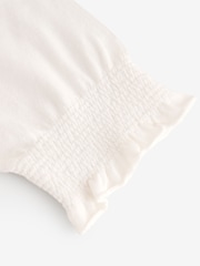 Estampado floral blanco - Short Sleeve Crew Neck T-Shirt With Frill Edge Detail - Imagen 6 de 8