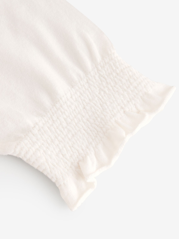 Білий квітковий - з коротким рукавом футболки з круглим вирізом With Frill Edge Detail - Image 6 of 8