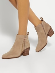Dune London Brown Regular Fit Paicing Side Zip Ankle Boots - Image 1 of 6