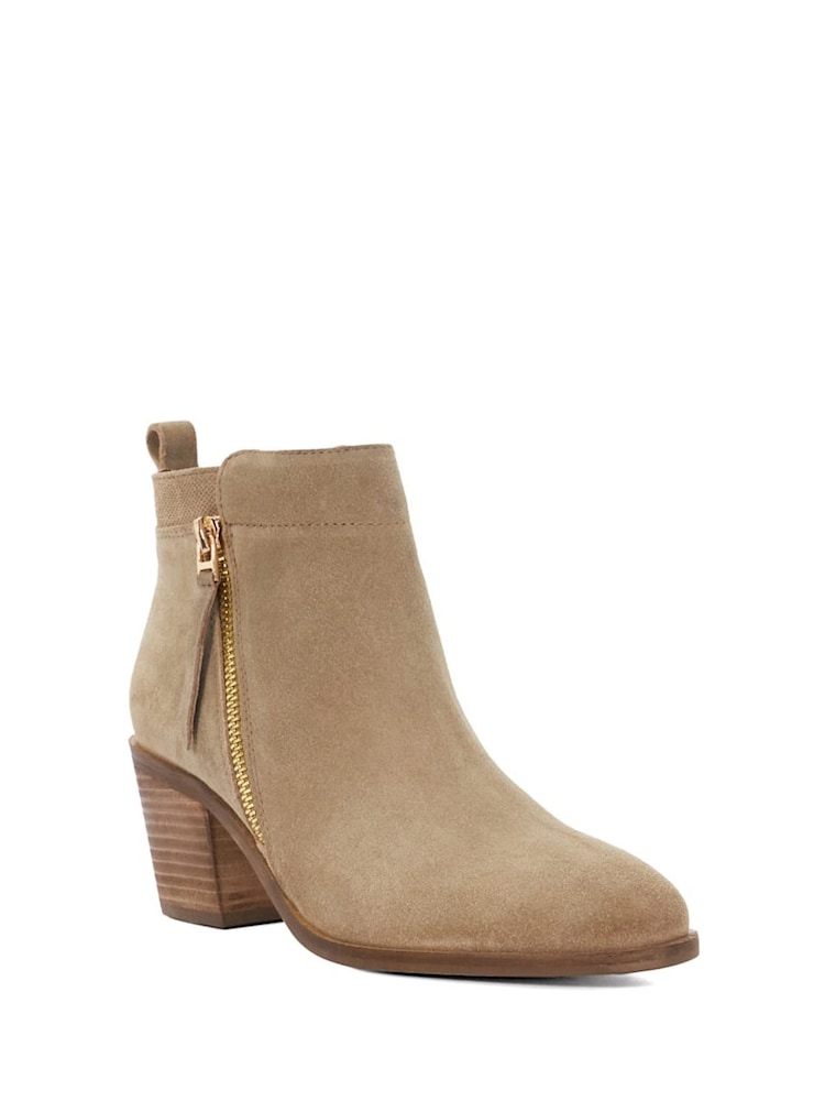 Dune London Brown Regular Fit Paicing Side Zip Ankle Boots - Image 3 of 6