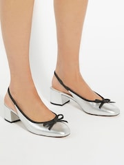 Dune London Silver Classy Slingback with Front Bow - Image 1 of 6