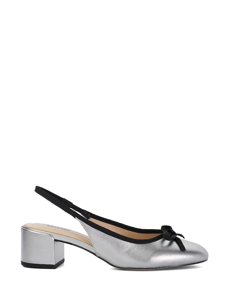 Dune London Silver Classy Slingback with Front Bow - Image 2 of 6