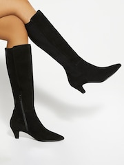 Dune London Black Sera Comfort Kitten Heel Boots - Image 1 of 6