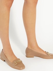 Dune London Brown Graice Low Block Square Toe Loafers - Image 1 of 7