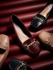 Dune London Brown Graice Low Block Square Toe Loafers - Image 2 of 7