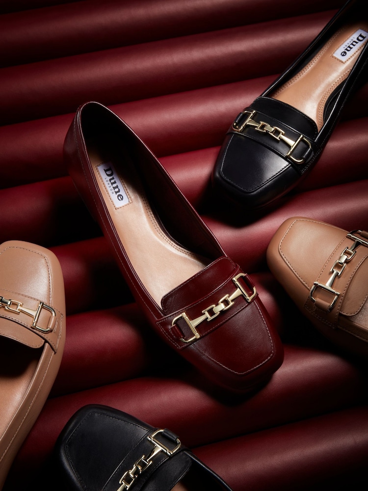 Dune London Brown Graice Low Block Square Toe Loafers - Image 2 of 7