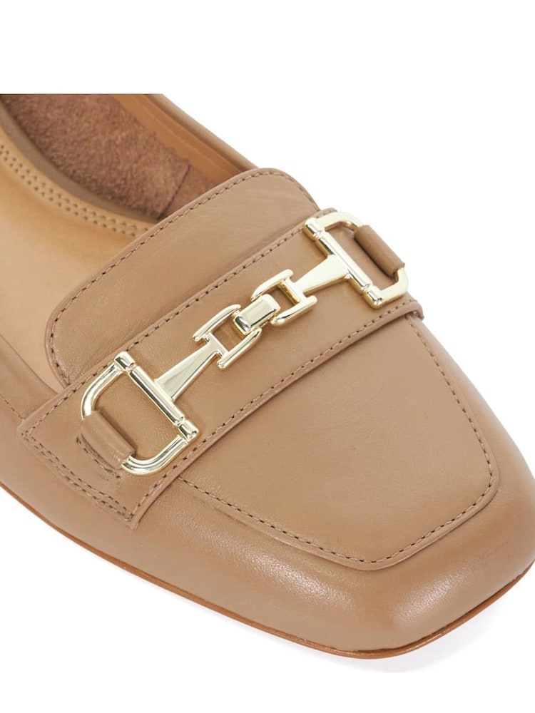 Dune London Brown Graice Low Block Square Toe Loafers - Image 7 of 7