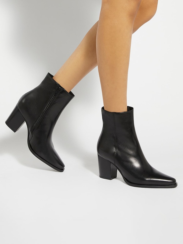 Dune London Black Paxten Smart Western Ankle Boots - Image 1 of 6