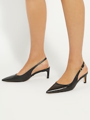 Dune London Black Celinna Set Back Kitten Slingback Shoes - Image 1 of 6