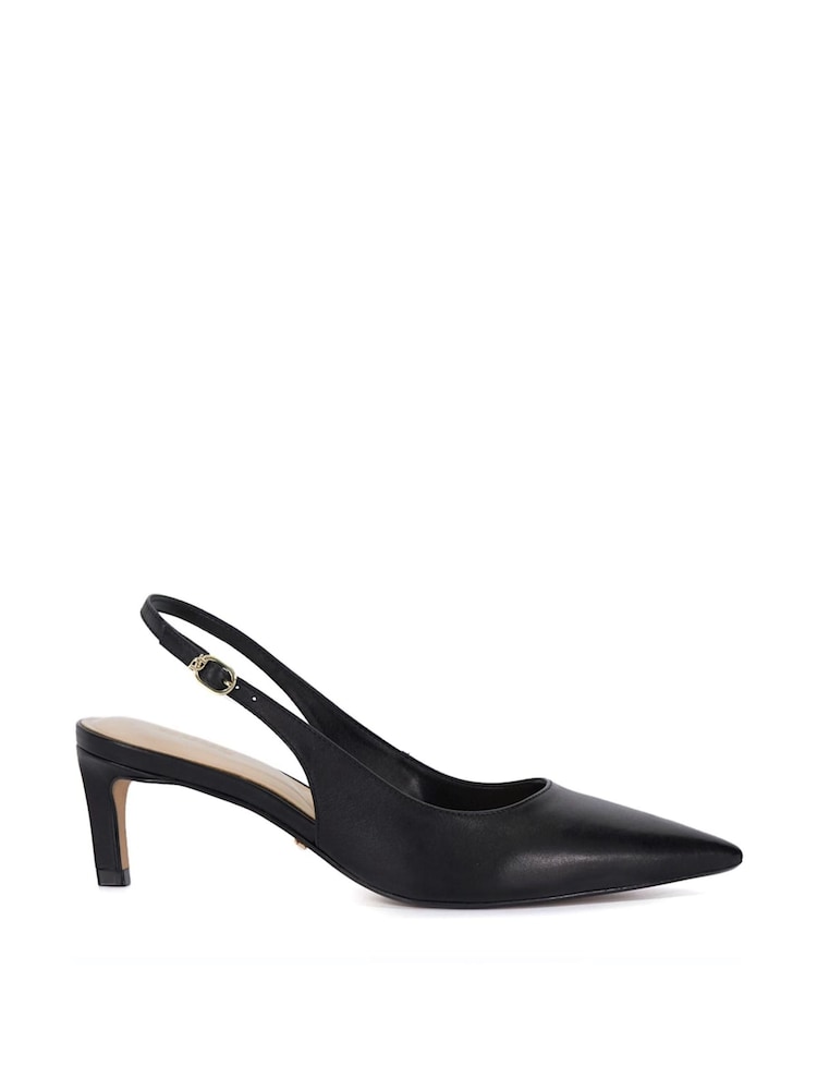 Dune London Black Celinna Set Back Kitten Slingback Shoes - Image 2 of 6