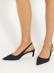 Dune London Blue Celinna Set Back Kitten Slingback Shoes - Image 1 of 1