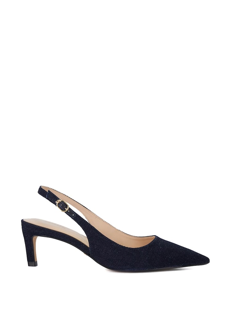 Dune London Blue Celinna Set Back Kitten Slingback Shoes - Image 2 of 6 Dune London Blue Celinna Set Back Kitten Slingback Shoes - Image 2 of 6