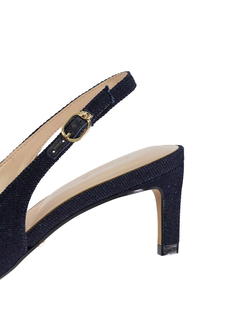 Dune London Blue Celinna Set Back Kitten Slingback Shoes - Image 6 of 6