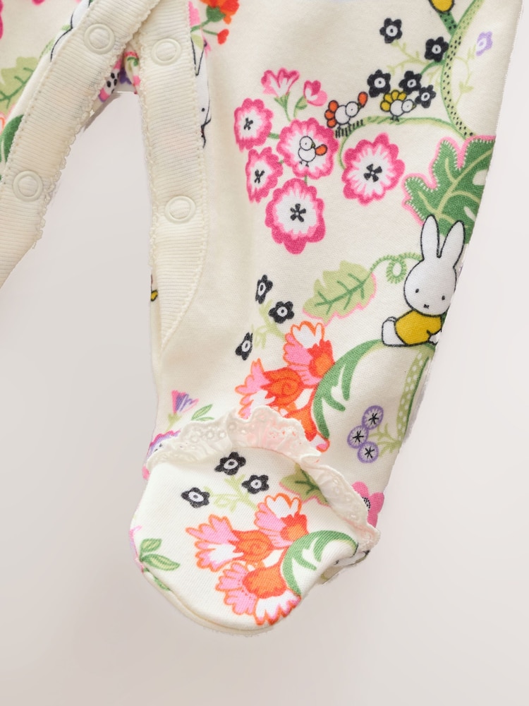 Ecru White Cath Kidston Miffy Baby 100% Cotton Sleepsuit - Image 4 of 4