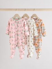 Rosa/Ecru - Cath Kidston Floral Baby 100% Cotton Sleepsuits 3 Pack - Bild 1 von 11