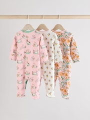 Rosa/Ecru - Cath Kidston Floral Baby 100% Cotton Sleepsuits 3 Pack - Bild 2 von 11