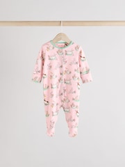 Rosa/Ecru - Cath Kidston Floral Baby 100% Cotton Sleepsuits 3 Pack - Bild 3 von 11