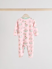 Rosa/Ecru - Cath Kidston Floral Baby 100% Cotton Sleepsuits 3 Pack - Bild 5 von 11