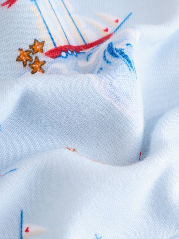 Blue/White Nautical Cath Kidston Baby 100% Cotton Sleepsuits 2 Pack - Image 4 of 10