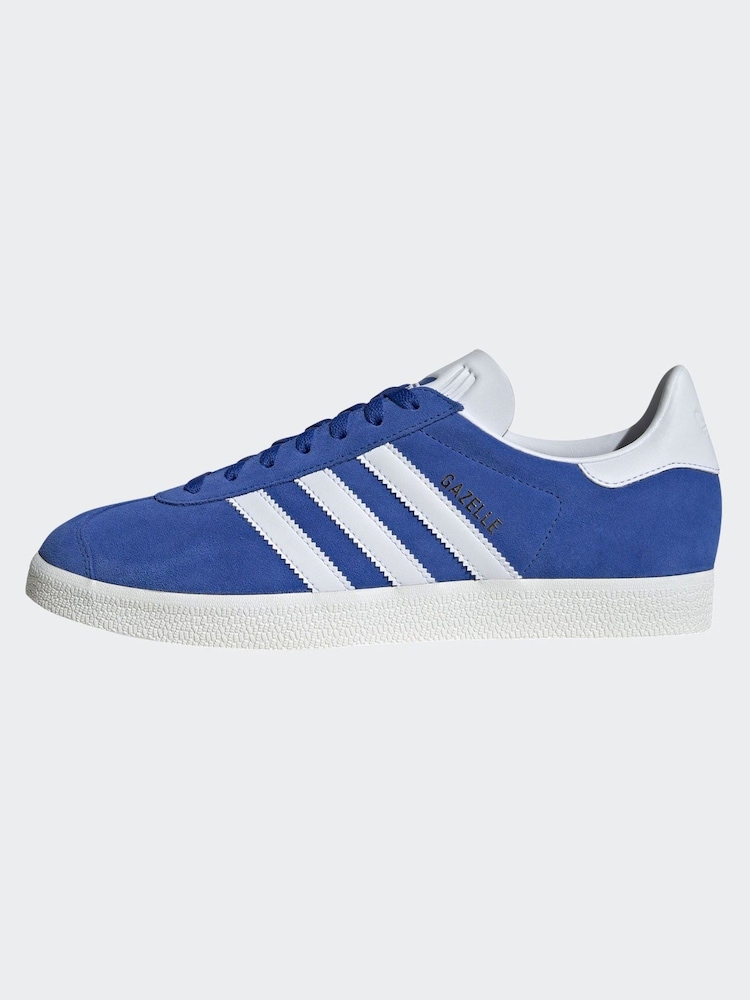 adidas Originals Blue/White Gazelle Trainers - Image 2 of 9