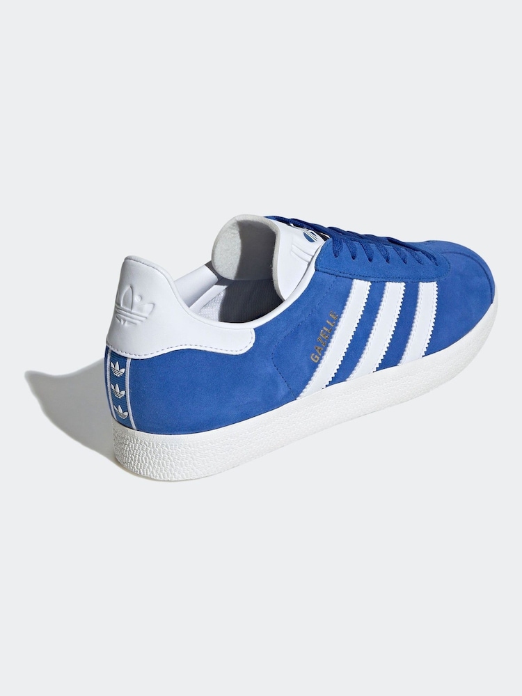 adidas Originals Blue/White Gazelle Trainers - Image 4 of 9